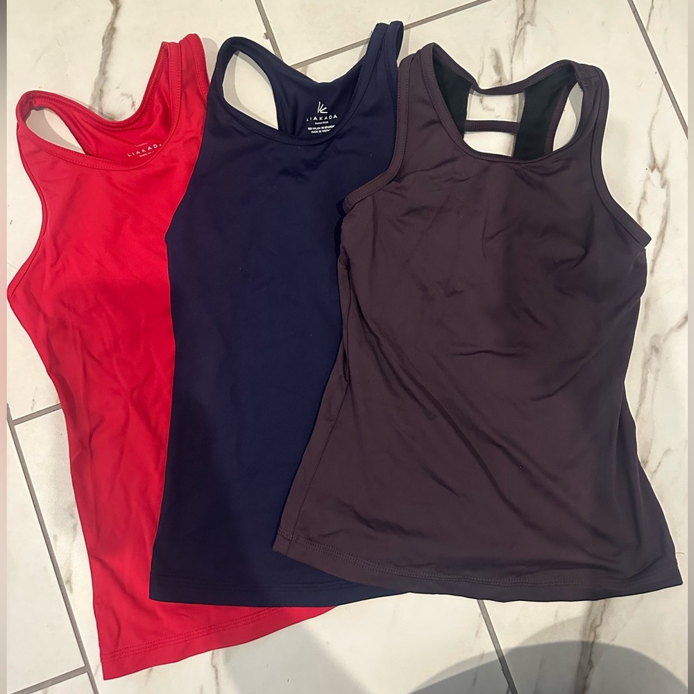 Girl’s Small Racerback Tank Top Set - Bright Pink, Navy, Plum